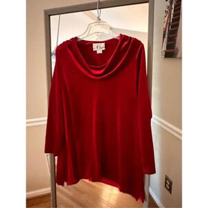 N Touch Velvet a‎ knit cowl neck Small Red
